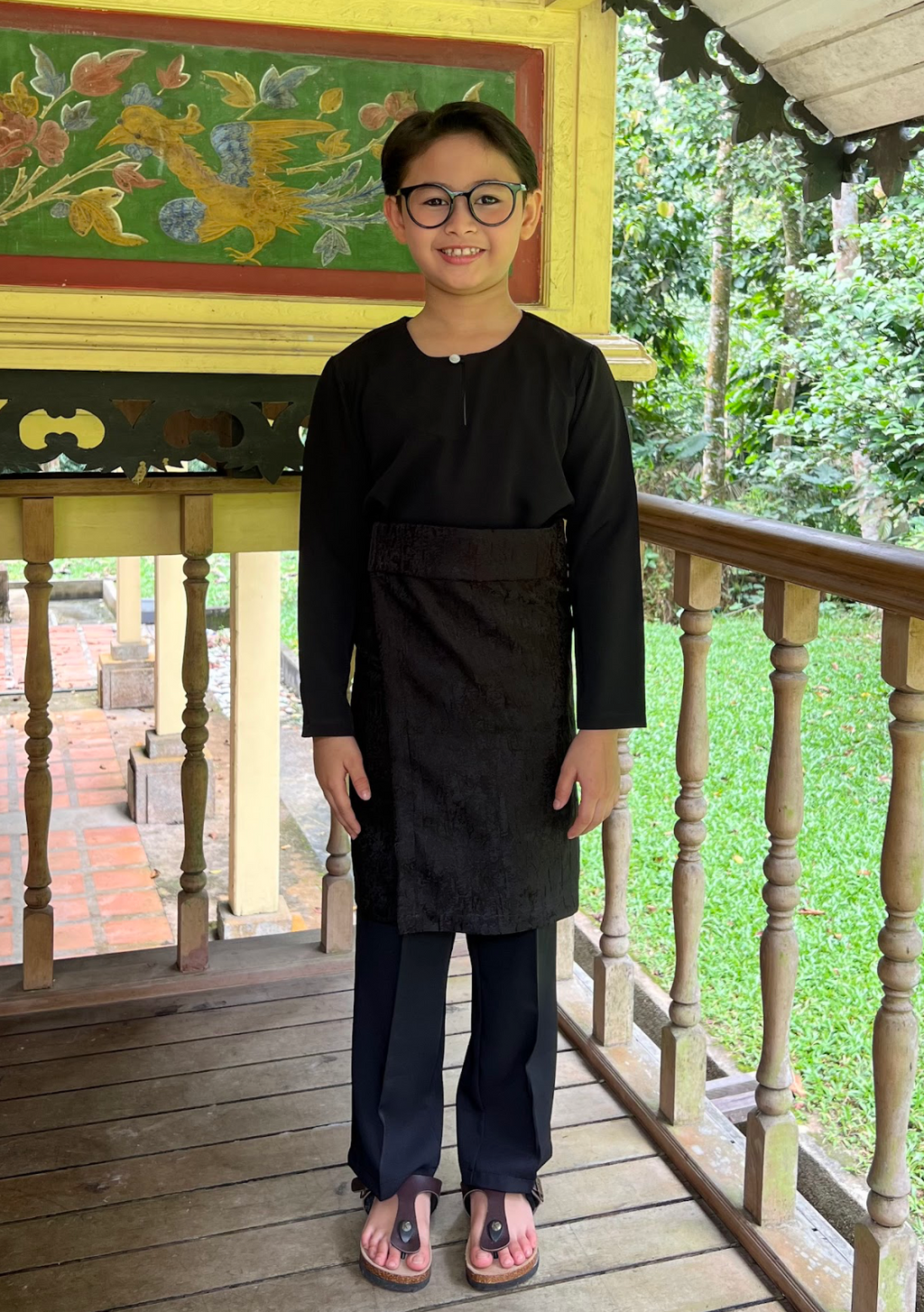 Klasik Raya Kekwa Kids Baju Melayu in Black