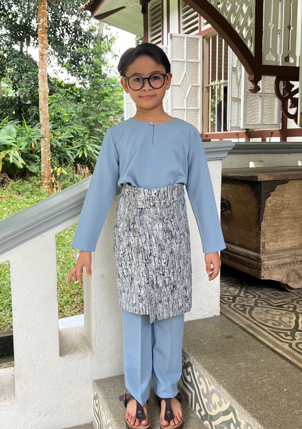 Klasik Raya Cempaka Kids Baju Melayu in Blue