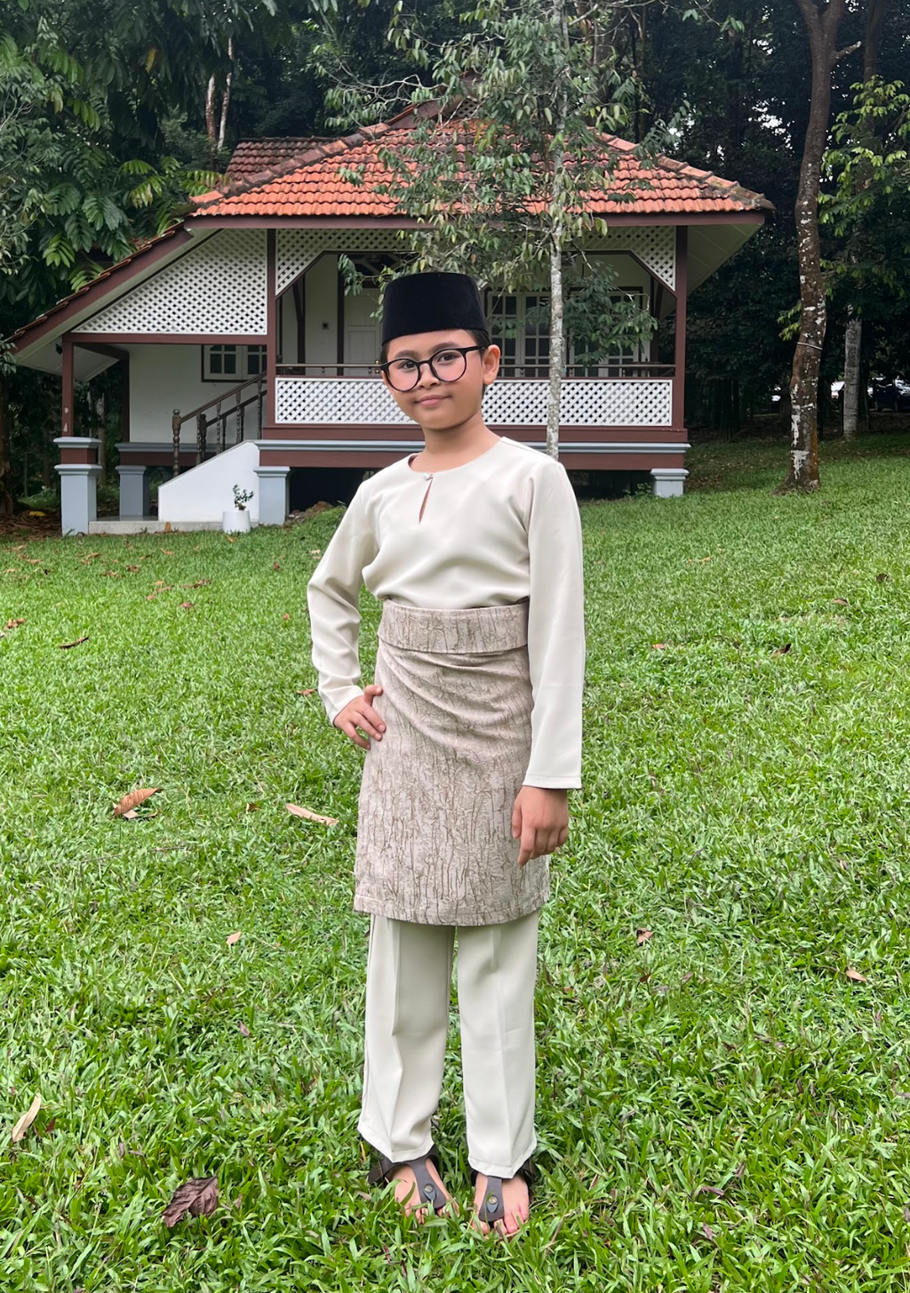 Klasik Raya Melati Kids Baju Melayu in Beige