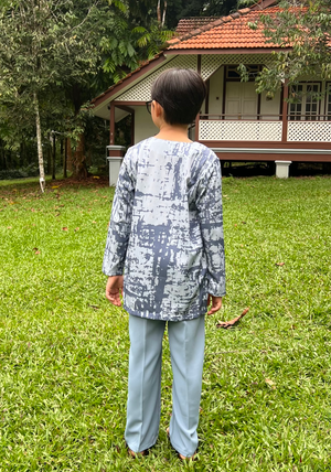 Klasik Raya Cempaka Boy Printed Kurta in Blue