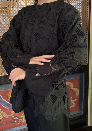 Klasik Raya Kekwa Girl Lace Kurung in Black