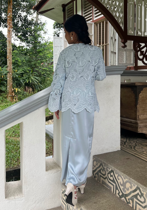 Klasik Raya Cempaka Girl Lace Kurung in Blue