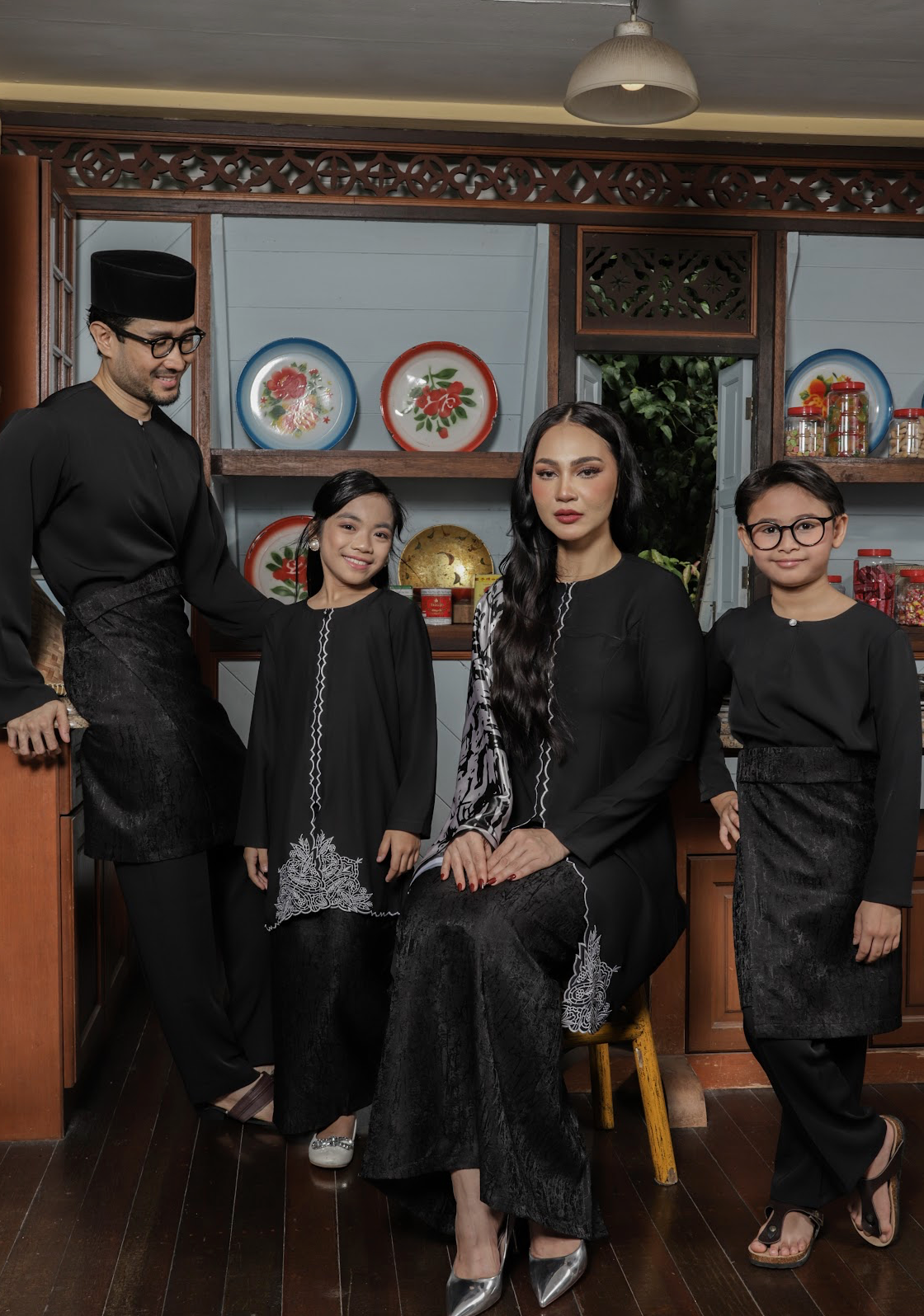 Klasik Raya Kekwa Girl Pahang Kurung in Black