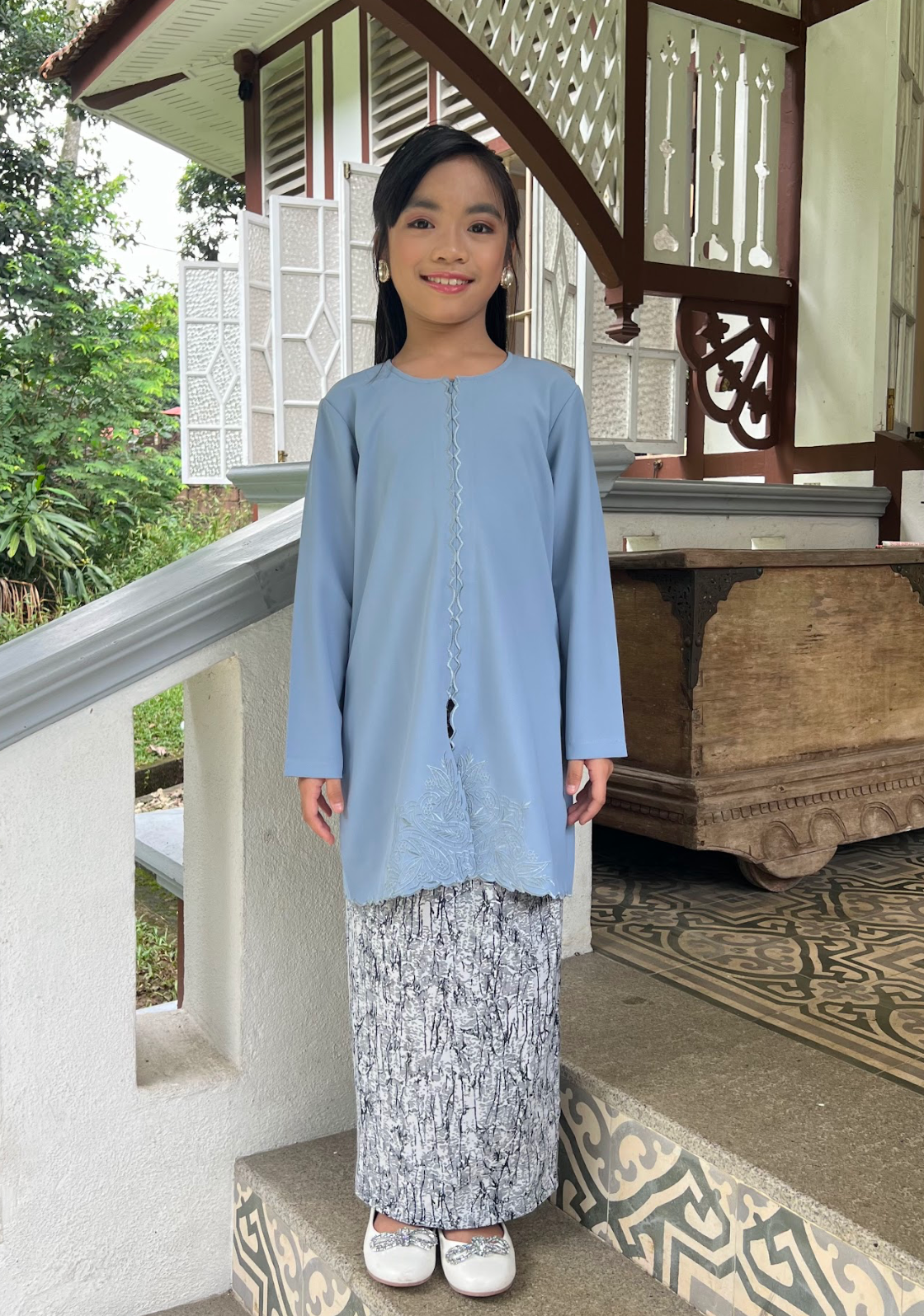 Klasik Raya Cempaka Girl Pahang Kurung in Blue