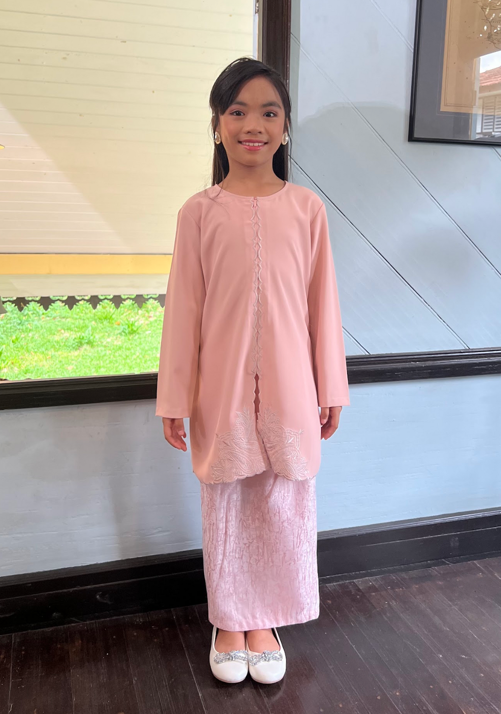 Klasik Raya Kemboja Girl Pahang Kurung in Pink