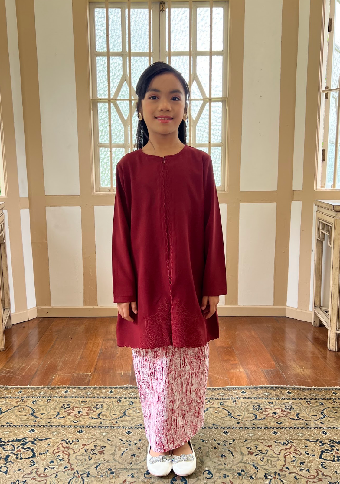 Klasik Raya Mawar Girl Pahang Kurung in Red