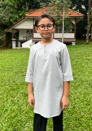 Klasik Raya Cempaka Boy Plain Kurta in Blue