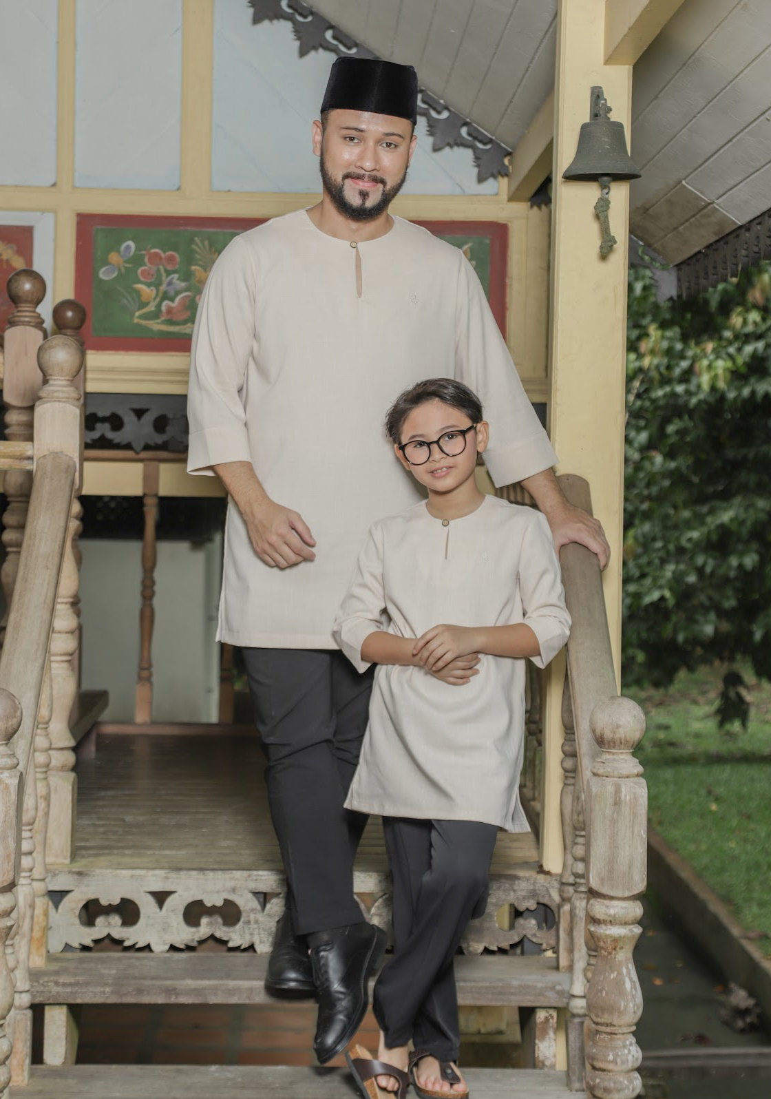 Klasik Raya Melati Boy Plain Kurta in Beige