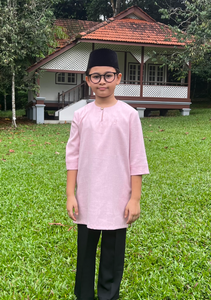 Klasik Raya Kemboja Boy Plain Kurta in Pink