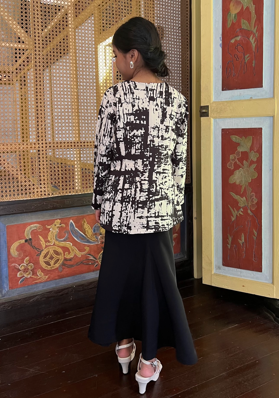 Klasik Raya Kekwa Girl Printed Kurung in Black