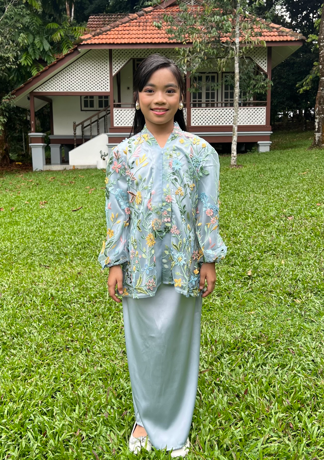 Klasik Raya Cempaka Girl Tulle Kurung in Blue