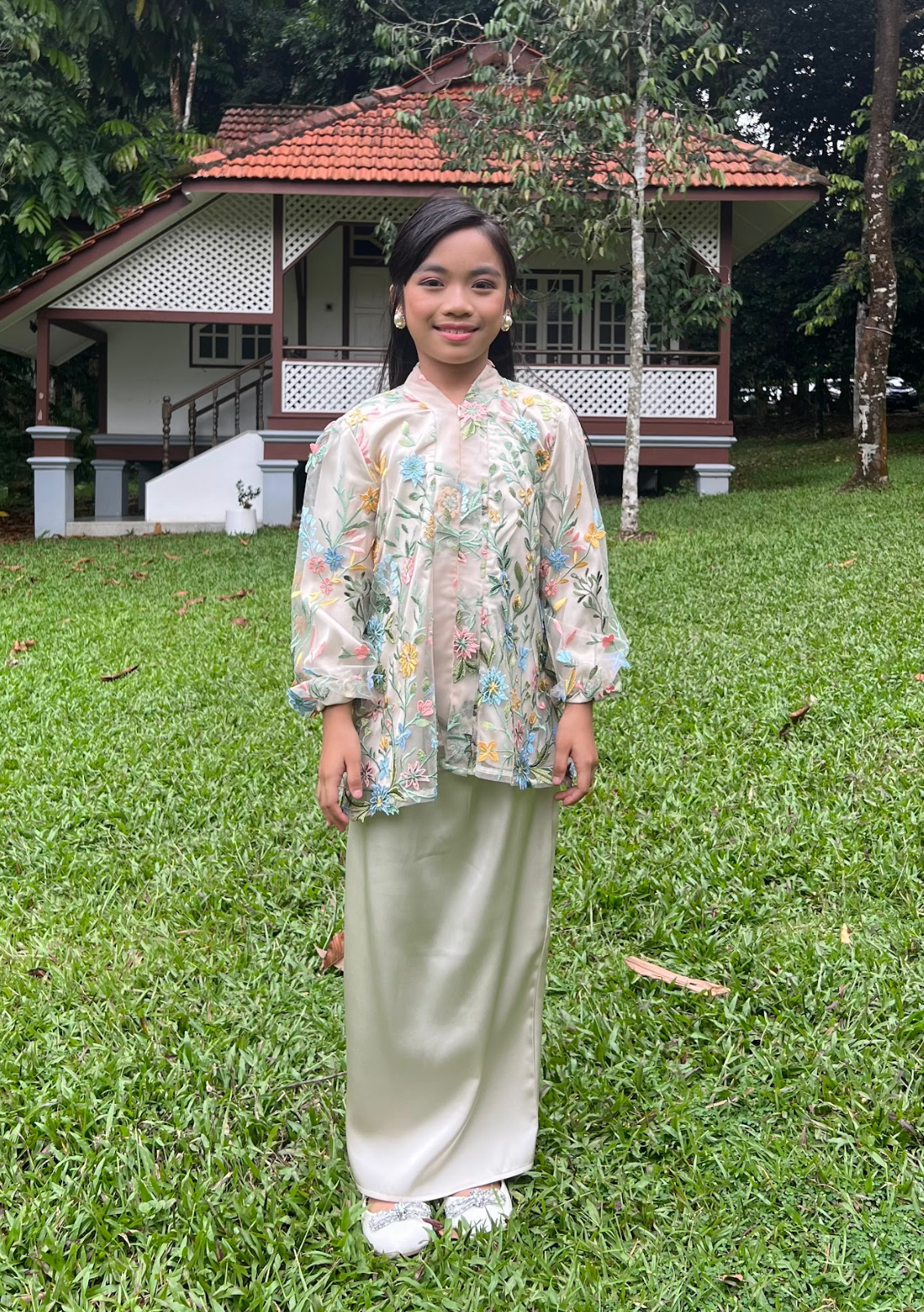 Klasik Raya Melati Girl Tulle Kurung in Beige