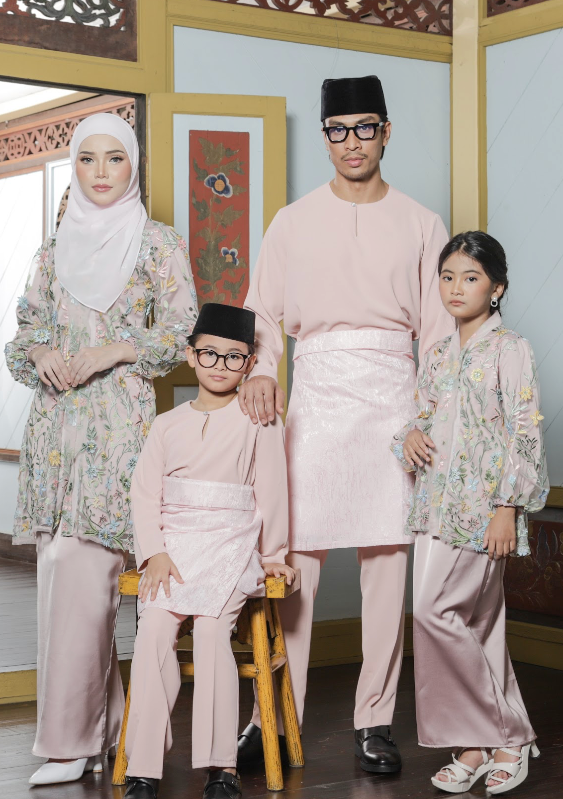 Klasik Raya Kemboja Girl Tulle Kurung in Pink