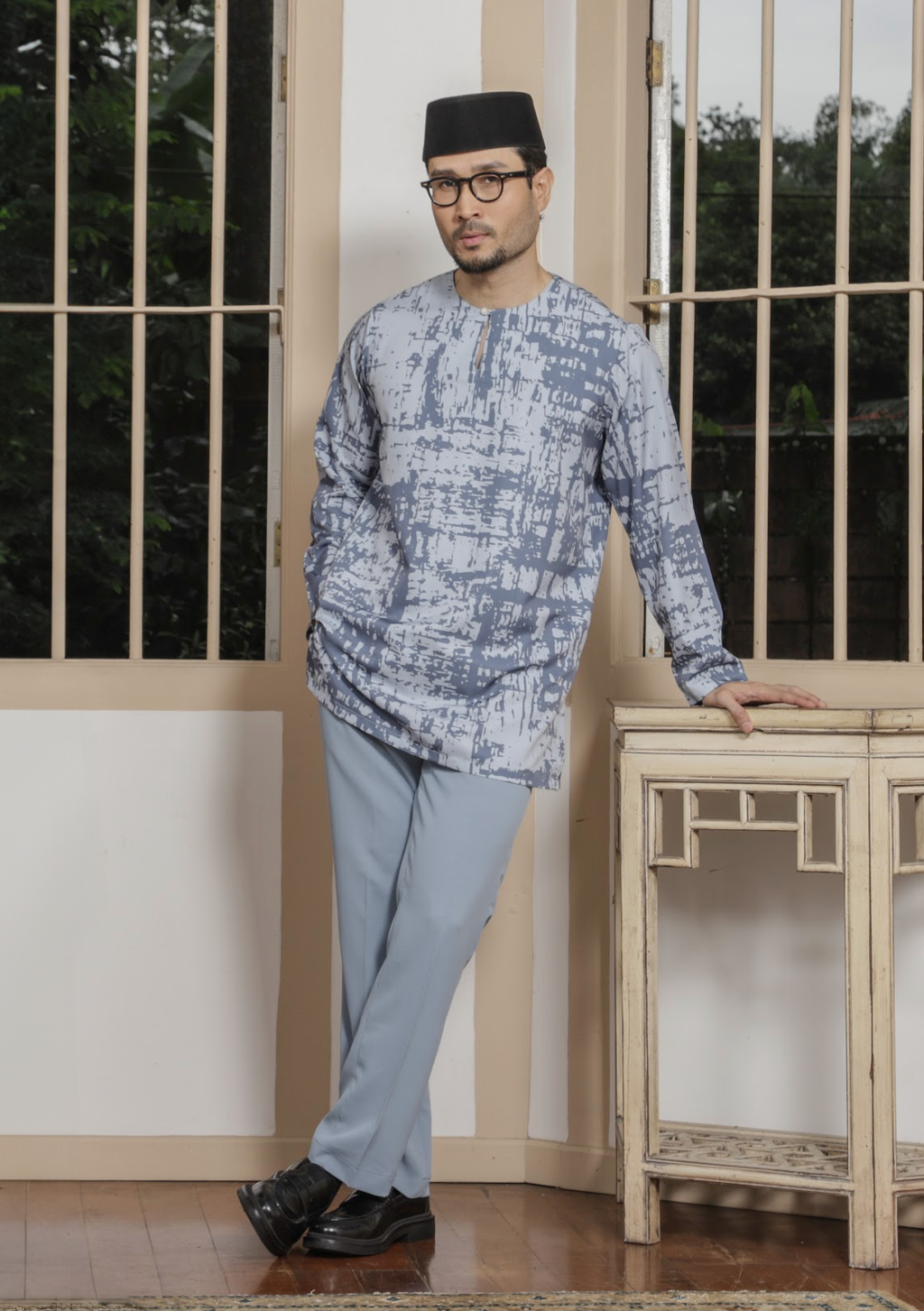 Klasik Raya Cempaka Printed Kurta in Blue