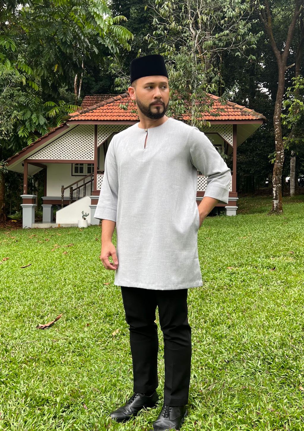 Klasik Raya Cempaka Plain Kurta in Blue