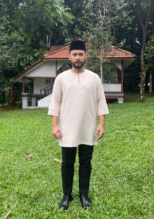 Klasik Raya Melati Plain Kurta in Beige