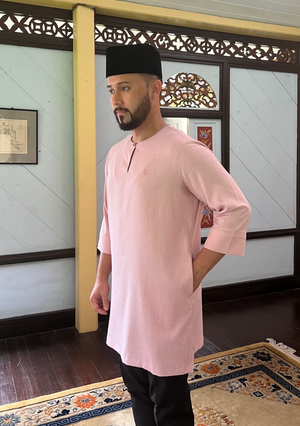 Klasik Raya Kemboja Plain Kurta in Pink