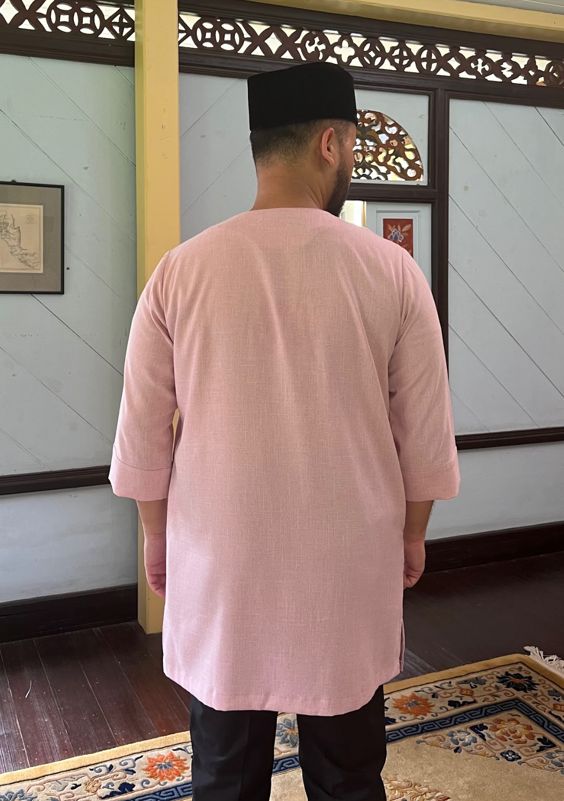 Klasik Raya Kemboja Plain Kurta in Pink