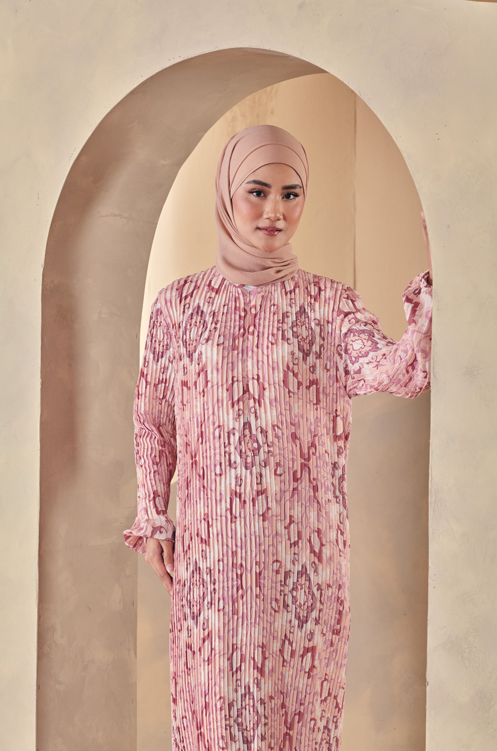 AYMERAKI Pleated Dress in Peony