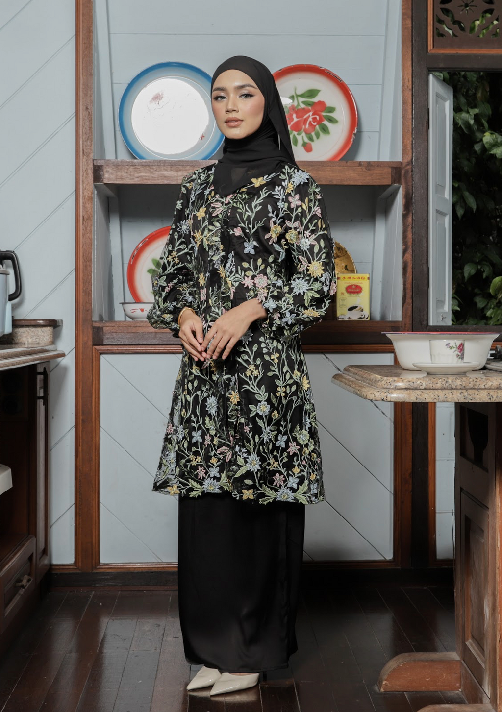 Klasik Raya Kekwa Tulle Kurung in Black