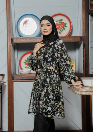 Klasik Raya Kekwa Tulle Kurung in Black