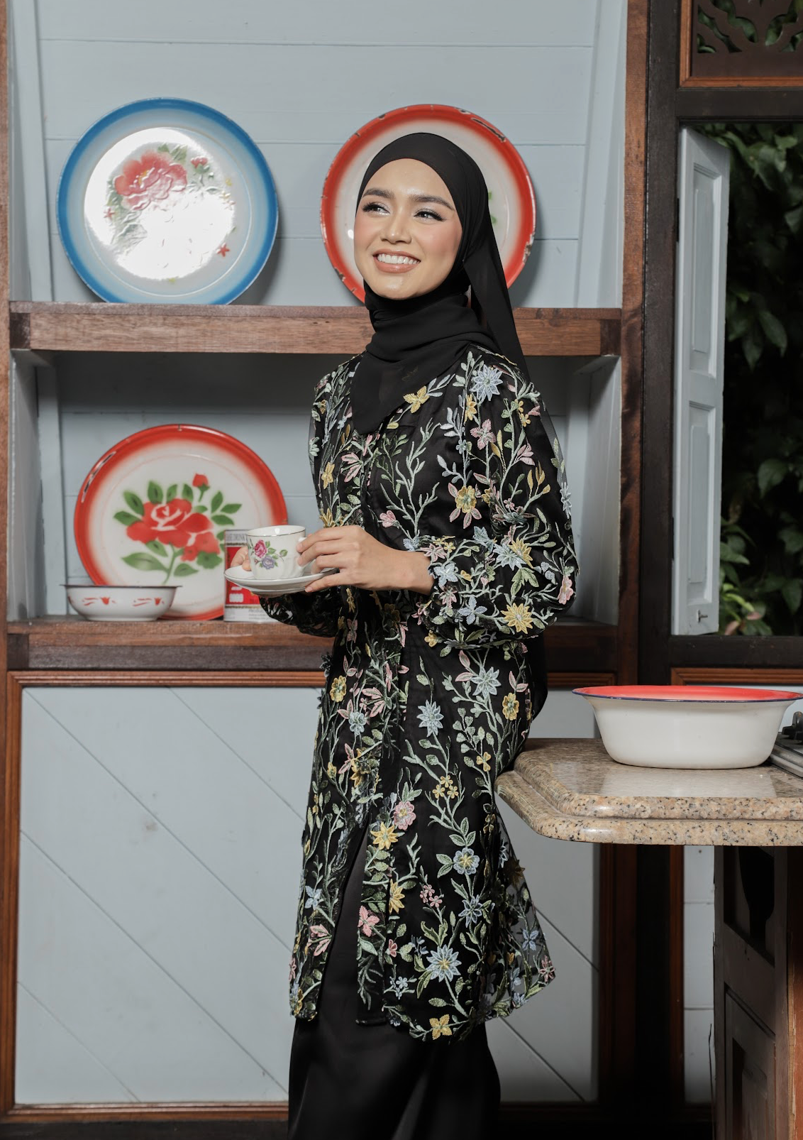 Klasik Raya Kekwa Tulle Kurung in Black