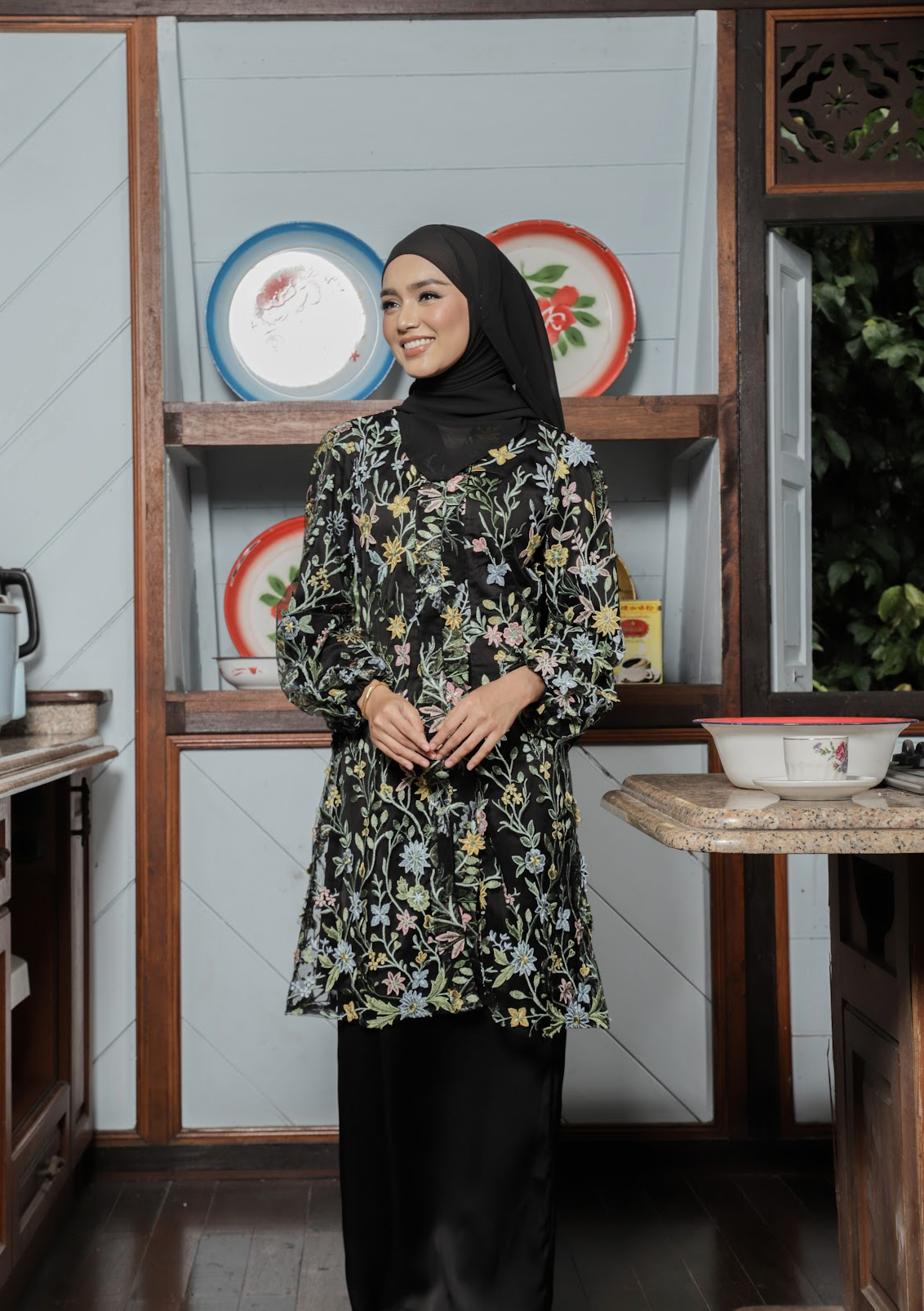 Klasik Raya Kekwa Tulle Kurung in Black