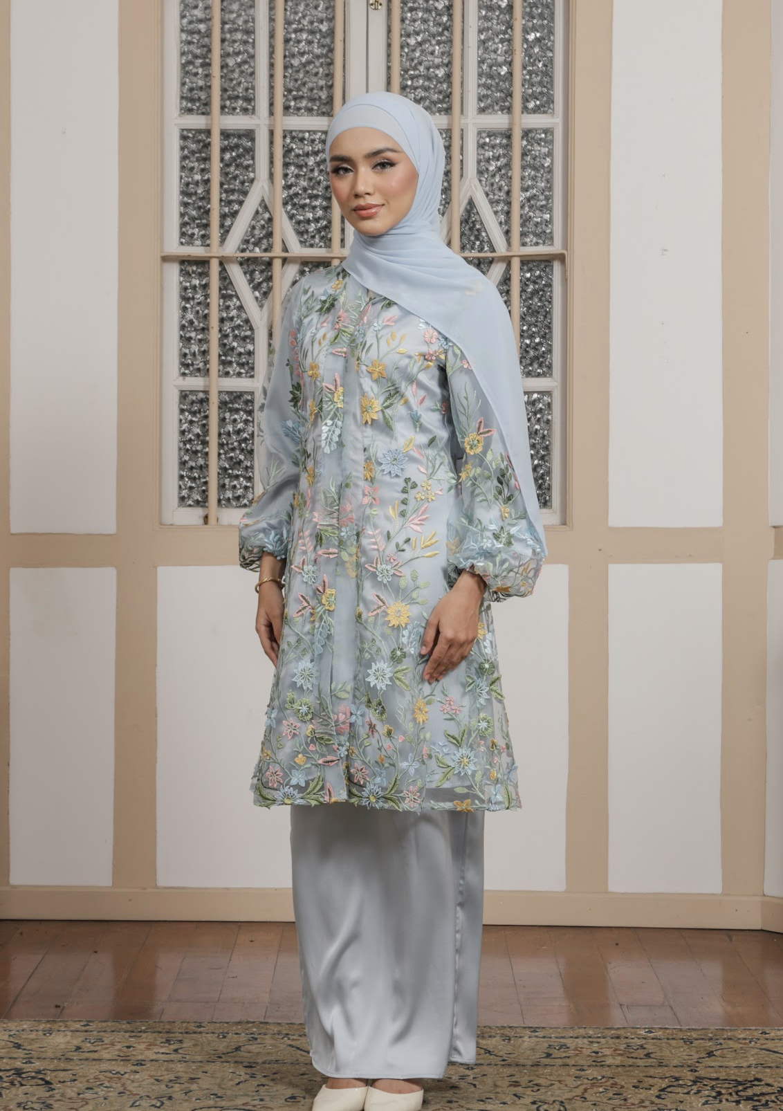 Klasik Raya Cempaka Tulle Kurung in Blue