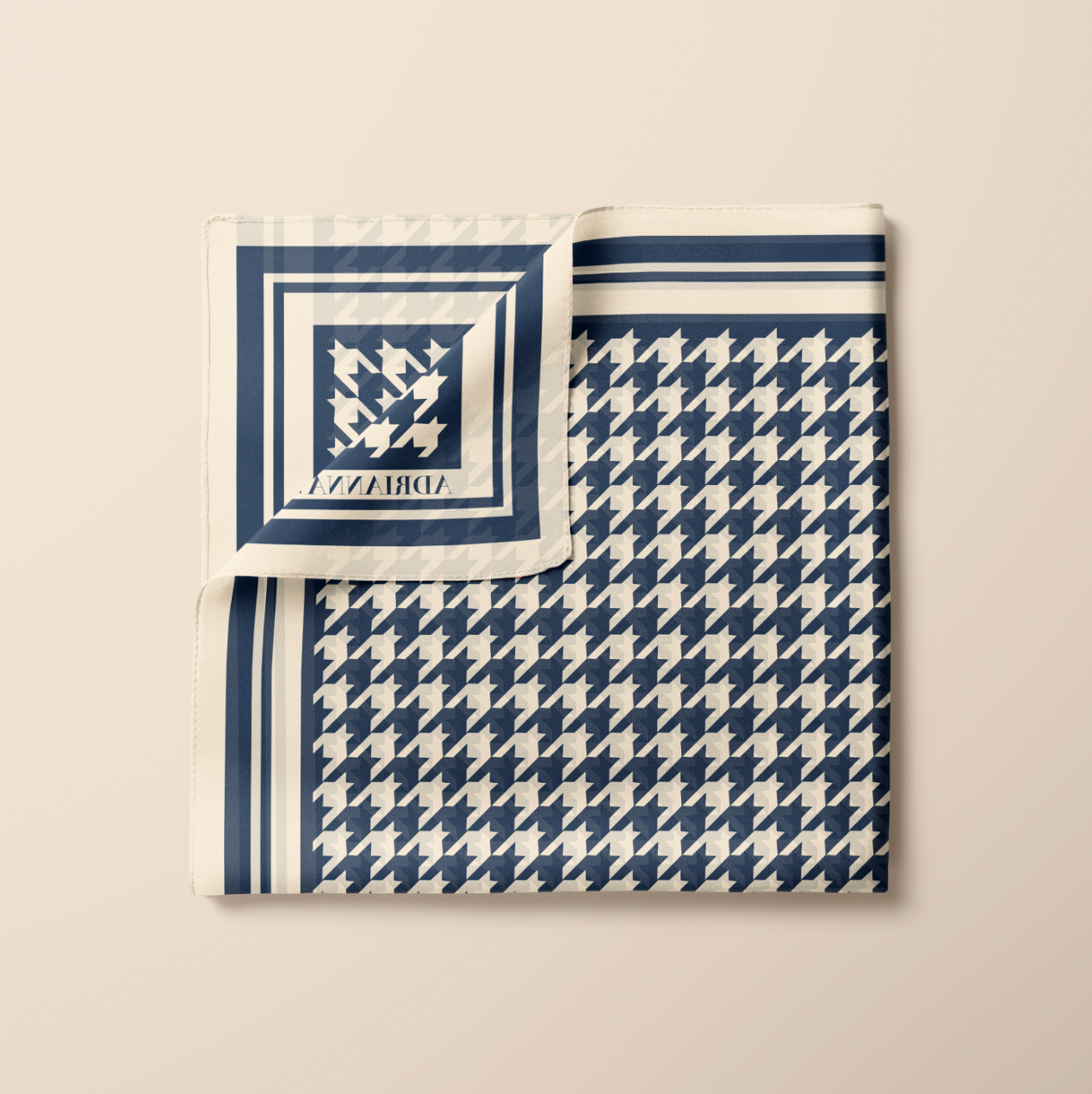 Houndstooth Chiffon Shawl in Navy