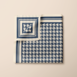 Houndstooth Chiffon Shawl in Navy