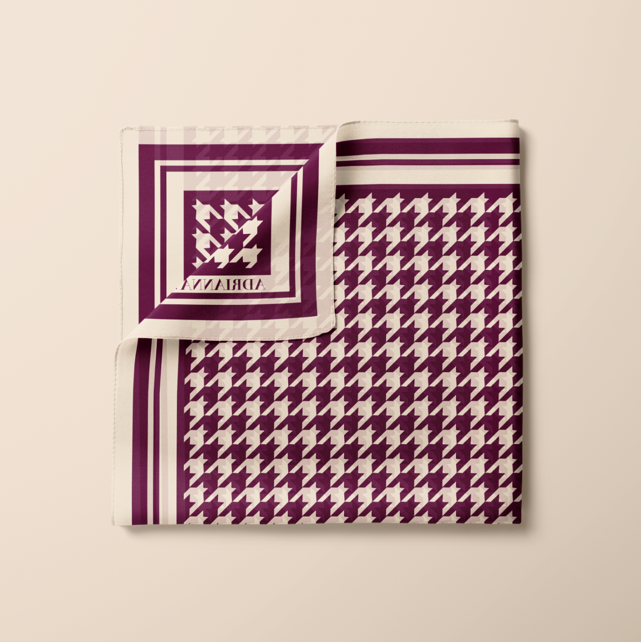 Houndstooth Chiffon Shawl in Burgundy