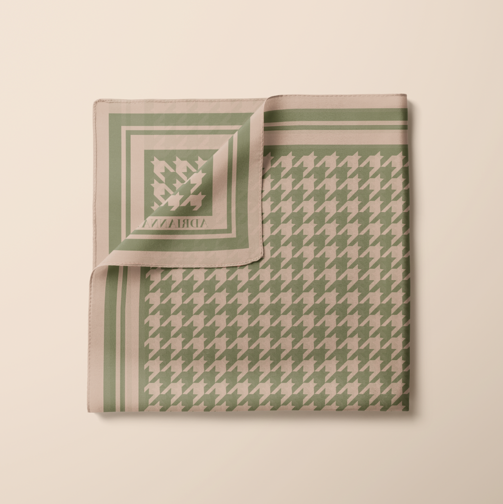 Houndstooth Chiffon Shawl in Sage