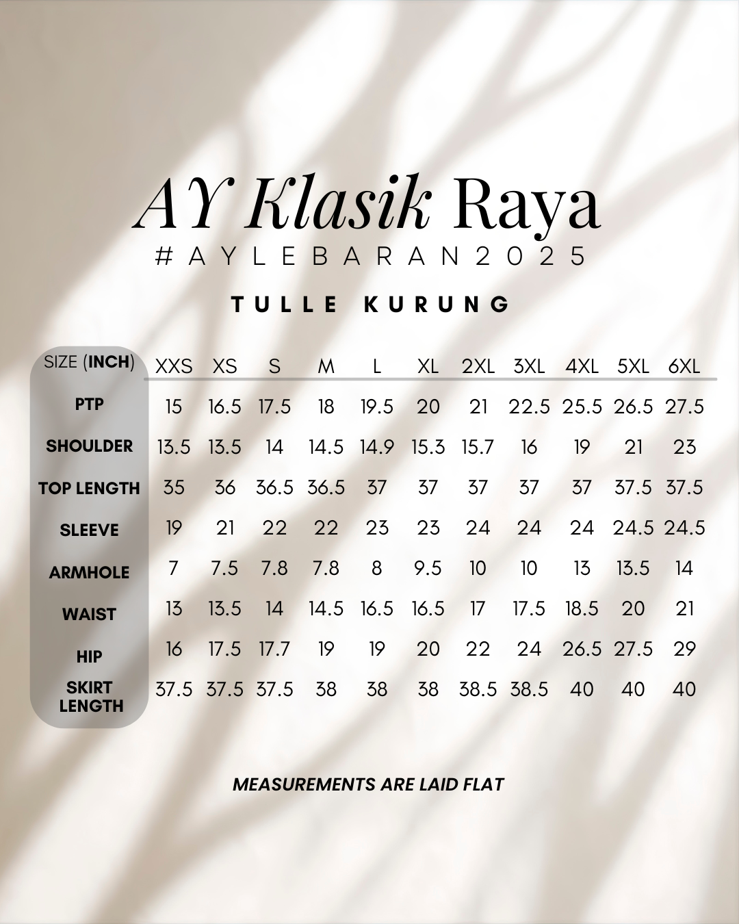 Klasik Raya Melati Tulle Kurung in Beige